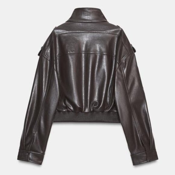 ZARA FAUX LEATHER CROPPED JACKET - Picture 11 of 12